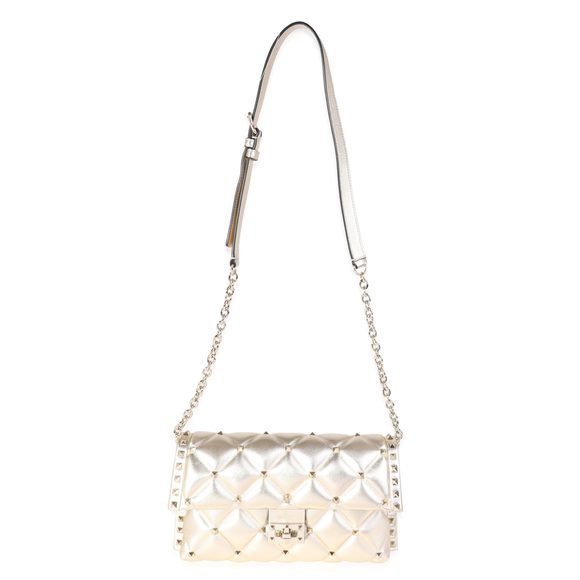 Valentino Metallic Gold Lambskin Rockstud Spike Convertible Bag - Picture 4 of 8